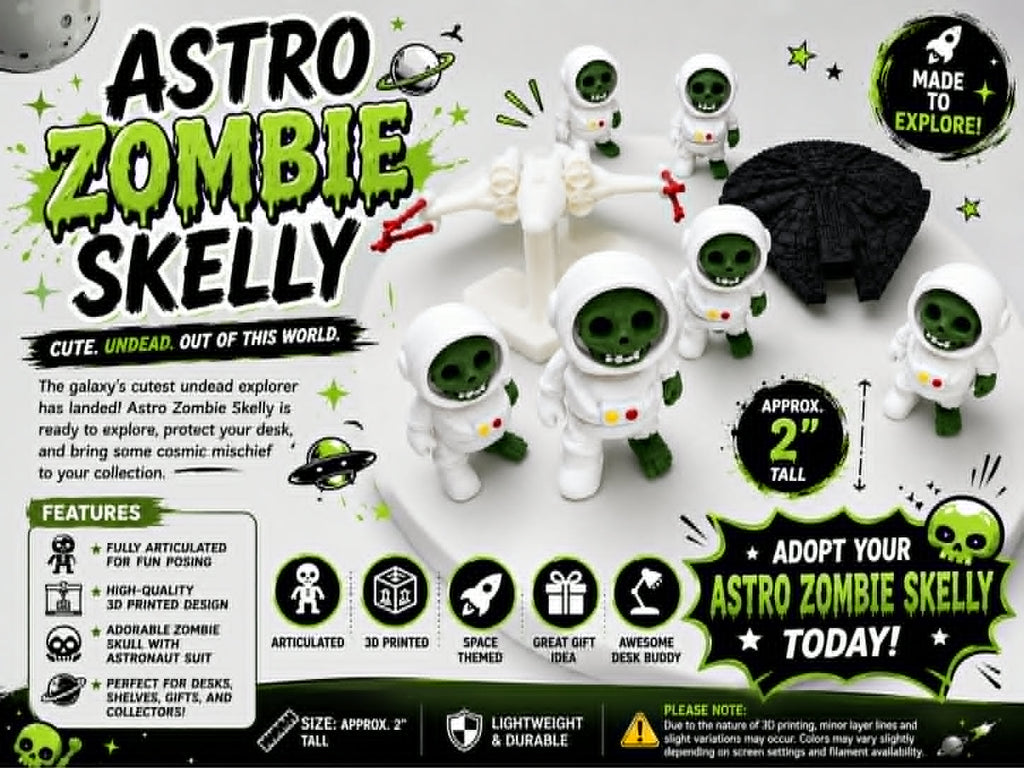 Astro Zombie Skelly – Articulated 3D Printed Collectible