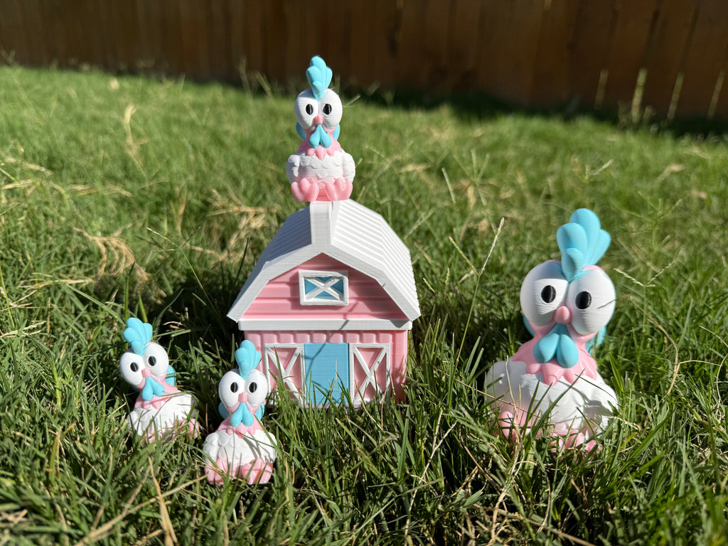 Chicken in a Barn Keychain Set - Collectible