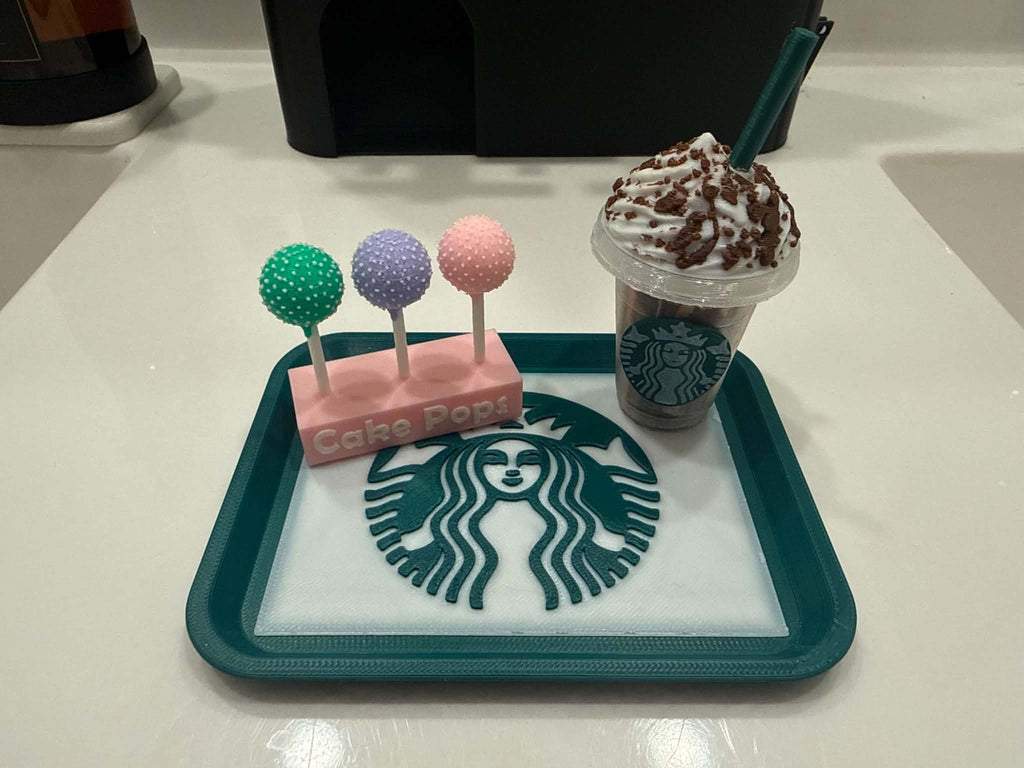 Digital product - Starbucks-Themed Mini Tray | 3D Printed Miniature Coffee Shop Accessory | Desk Decor & Collectible