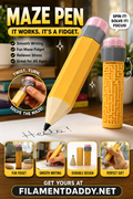 Maze Pencil Pen | Oversized Pencil Pen with Built-In Maze | Fidget Desk Toy | Teacher Gift | Student Reward | Classroom Prize | 3D Printed