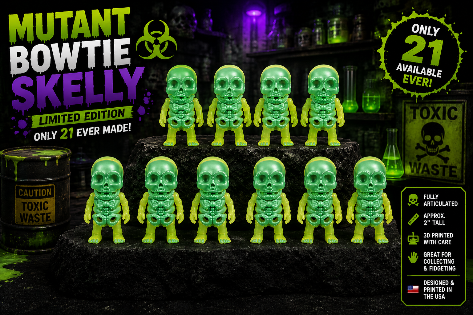Mutant Bowtie Skelly – Limited Edition Articulated Collectible