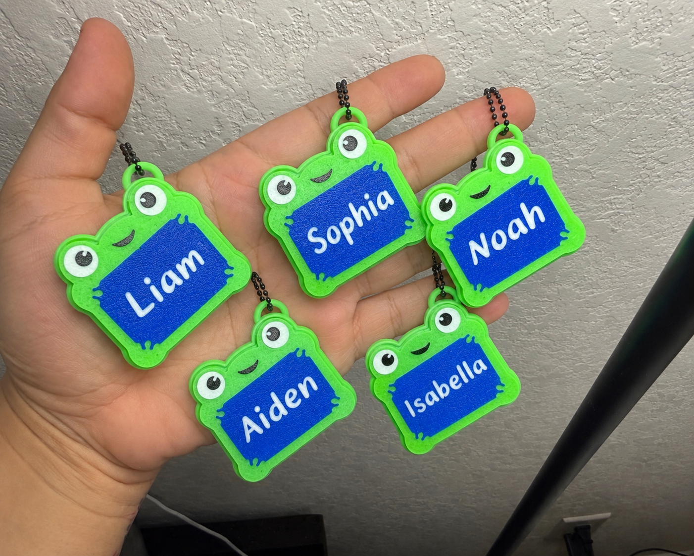 Personalized Frog Name Tag Keychain – Custom 3D Printed Gift | Backpack Tag | Lunch Box Tag | Kids Name Keychain