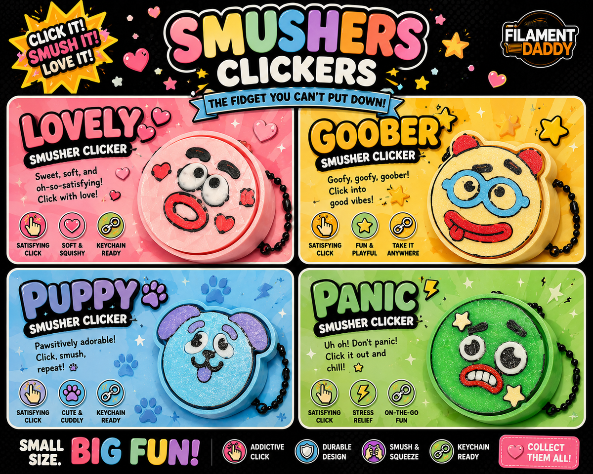Smushers Clickers — 4 Fun Designs!
