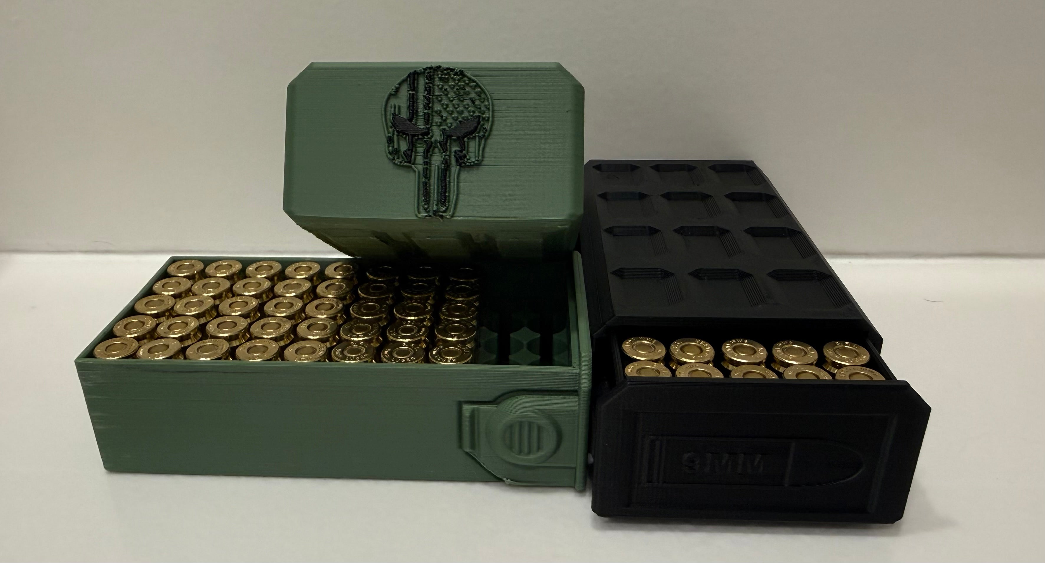 9MM Portable Ammo Case – Stackable | PETG Build | Army Green