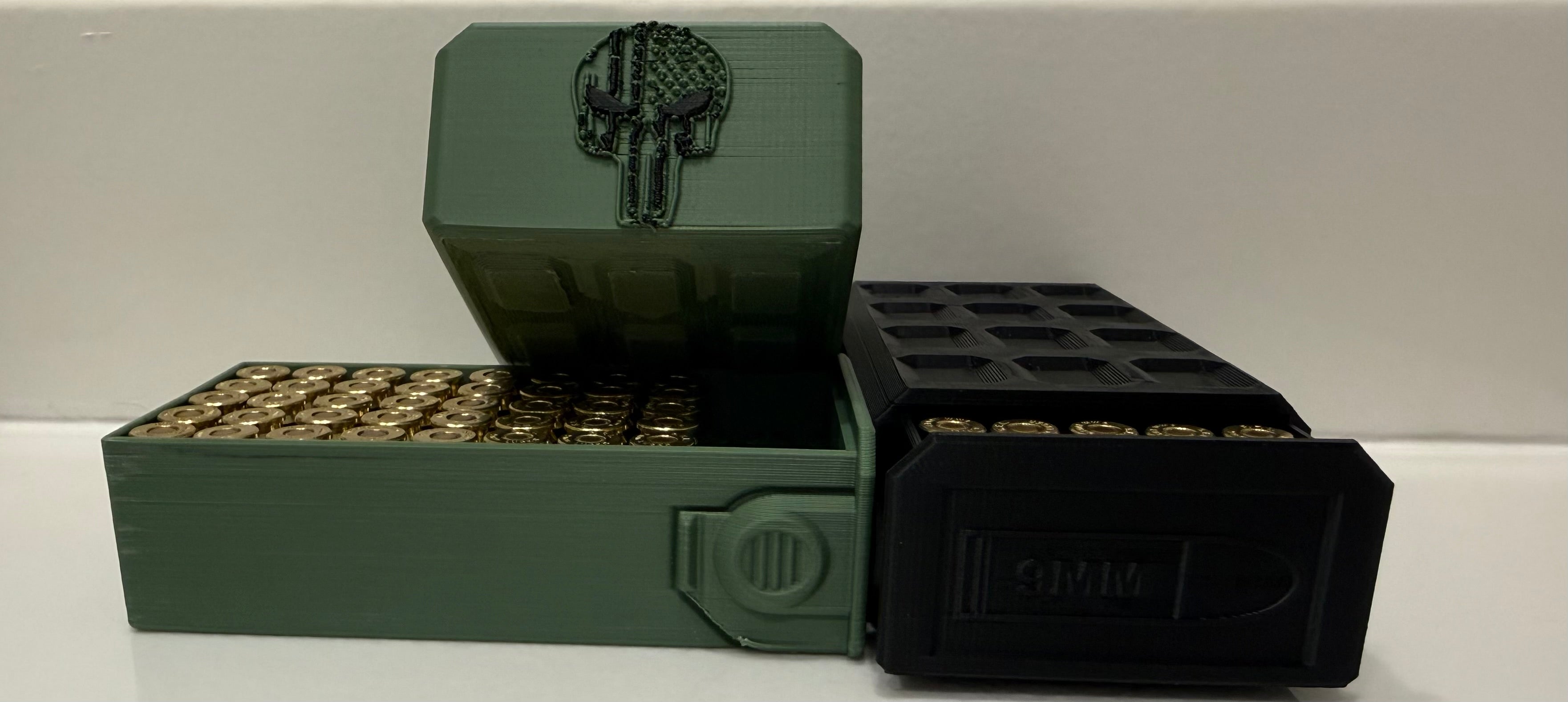 9MM Portable Ammo Case – Stackable | PETG Build | Army Green